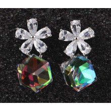 Cube Grade Silver Zircon Gold Plated Earrings